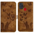 For Samsung Galaxy A21s Butterfly Cat Embossing Flip Leather Phone Case(Brown)