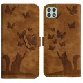 For Samsung Galaxy A22 5G Butterfly Cat Embossing Flip Leather Phone Case(Brown)