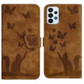 For Samsung Galaxy A23 / M13 4G Butterfly Cat Embossing Flip Leather Phone Case(Brown)