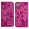 For Samsung Galaxy A42 5G Butterfly Cat Embossing Flip Leather Phone Case(Pink)
