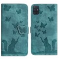 For Samsung Galaxy A51 4G Butterfly Cat Embossing Flip Leather Phone Case(Wathet)