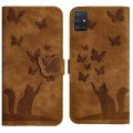 For Samsung Galaxy A51 4G Butterfly Cat Embossing Flip Leather Phone Case(Brown)