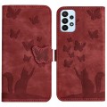 For Samsung Galaxy A52 5G / A52S Butterfly Cat Embossing Flip Leather Phone Case(Red)