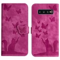 For Samsung Galaxy S10 Butterfly Cat Embossing Flip Leather Phone Case(Pink)