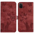 For Samsung Galaxy S20 Butterfly Cat Embossing Flip Leather Phone Case(Red)