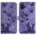 For Samsung Galaxy S20+ Butterfly Cat Embossing Flip Leather Phone Case(Purple)
