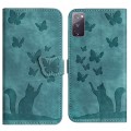 For Samsung Galaxy S20 FE Butterfly Cat Embossing Flip Leather Phone Case(Wathet)
