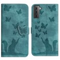 For Samsung Galaxy S21 5G Butterfly Cat Embossing Flip Leather Phone Case(Wathet)