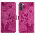 For Samsung Galaxy S22 5G Butterfly Cat Embossing Flip Leather Phone Case(Pink)