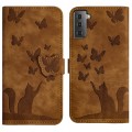 For Samsung Galaxy S22+ 5G Butterfly Cat Embossing Flip Leather Phone Case(Brown)