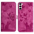 For Samsung Galaxy S23 5G Butterfly Cat Embossing Flip Leather Phone Case(Pink)