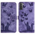 For Samsung Galaxy S21 FE 5G Butterfly Cat Embossing Flip Leather Phone Case(Purple)