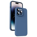 For iPhone 14 Pro Max Microfiber Liquid Silicone Shockproof Phone Case(Blue)