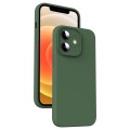 For iPhone 12 Microfiber Liquid Silicone Shockproof Phone Case(Dark Green)