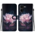 For Tecno Pova 5 Pro Crystal Texture Colored Drawing Leather Phone Case(Purple Peony)