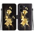 For Tecno Pova 5 Pro Crystal Texture Colored Drawing Leather Phone Case(Gold Butterfly Rose)