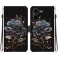 For Tecno Pova 5 Pro Crystal Texture Colored Drawing Leather Phone Case(Black Rose)