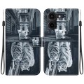 For Tecno Pova 5 Pro Crystal Texture Colored Drawing Leather Phone Case(Cat Tiger Reflection)