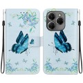 For Tecno Spark 20 Pro Crystal Texture Colored Drawing Leather Phone Case(Blue Pansies)