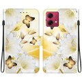 For Motorola Moto G84 Crystal Texture Colored Drawing Leather Phone Case(Gold Butterfly Epiphyllum)