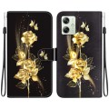 For Motorola Moto G54 Crystal Texture Colored Drawing Leather Phone Case(Gold Butterfly Rose)
