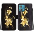 For Motorola Edge 40 Neo Crystal Texture Colored Drawing Leather Phone Case(Gold Butterfly Rose)