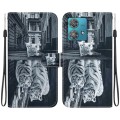 For Motorola Edge 40 Neo Crystal Texture Colored Drawing Leather Phone Case(Cat Tiger Reflection)