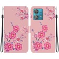 For Motorola Edge 40 Neo Crystal Texture Colored Drawing Leather Phone Case(Cherry Blossoms)