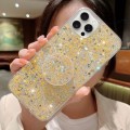 For iPhone 15 Pro Max Starry Sequin Round Stand Epoxy TPU Phone Case(Yellow)