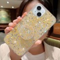 For iPhone 15 Plus Starry Sequin Round Stand Epoxy TPU Phone Case(Yellow)