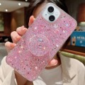 For iPhone 15 Plus Starry Sequin Round Stand Epoxy TPU Phone Case(Pink)