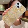 For iPhone 15 Starry Sequin Round Stand Epoxy TPU Phone Case(Yellow)
