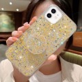 For iPhone 12 Starry Sequin Round Stand Epoxy TPU Phone Case(Yellow)