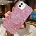 For iPhone 12 mini Starry Sequin Round Stand Epoxy TPU Phone Case(Pink)