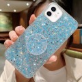 For iPhone 11 Starry Sequin Round Stand Epoxy TPU Phone Case(Blue)