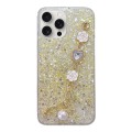 For iPhone 15 Pro Starry Sequin Love Gem Chain Epoxy TPU Phone Case(Yellow)