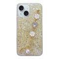 For iPhone 15 Starry Sequin Love Gem Chain Epoxy TPU Phone Case(Yellow)