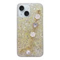 For iPhone 14 Starry Sequin Love Gem Chain Epoxy TPU Phone Case(Yellow)