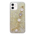 For iPhone 12 Starry Sequin Love Gem Chain Epoxy TPU Phone Case(Yellow)