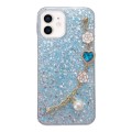 For iPhone 11 Starry Sequin Love Gem Chain Epoxy TPU Phone Case(Blue)
