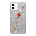 For iPhone 11 Starry Sequin Love Gem Chain Epoxy TPU Phone Case(Silver)