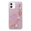 For iPhone 11 Starry Sequin Love Gem Chain Epoxy TPU Phone Case(Pink)