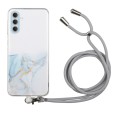 For Samsung Galaxy S24 5G Hollow Marble Pattern TPU Shockproof Phone Case with Rope(Grey)