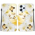 For Xiaomi Redmi 12 Crystal Texture Colored Drawing Leather Phone Case(Gold Butterfly Epiphyllum)