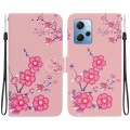 For Xiaomi Redmi Note 12 4G Global Crystal Texture Colored Drawing Leather Phone Case(Cherry Blossom