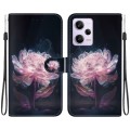 For Xiaomi Redmi Note 12 Pro Crystal Texture Colored Drawing Leather Phone Case(Purple Peony)