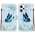 For Xiaomi Redmi Note 12 Pro Crystal Texture Colored Drawing Leather Phone Case(Blue Pansies)
