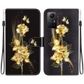 For Xiaomi Redmi Note 12S Crystal Texture Colored Drawing Leather Phone Case(Gold Butterfly Rose)