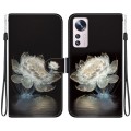 For Xiaomi 12 Pro Crystal Texture Colored Drawing Leather Phone Case(Crystal Peony)