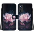 For Xiaomi 12 / 12X Crystal Texture Colored Drawing Leather Phone Case(Purple Peony)